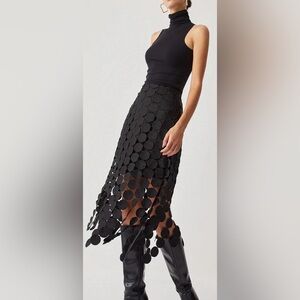 Commense Black Circle Midi Skirt